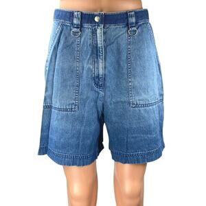 Karen Scott Women's Blue High Waisted Casual Denim Jeans Bermuda Shorts Size 6P